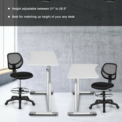 Adjustable Height Mid Back Mesh Drafting Office Chair, Black Mesh Chairs at Gallery Canada
