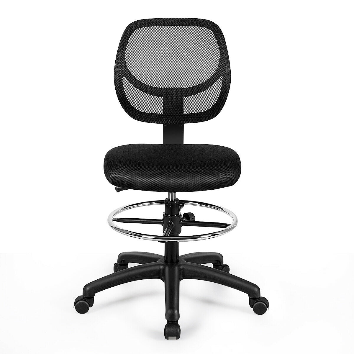 Adjustable Height Mid Back Mesh Drafting Office Chair, Black Mesh Chairs at Gallery Canada
