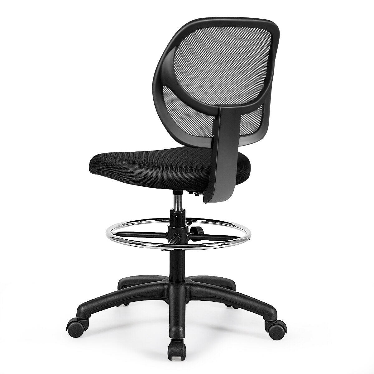 Adjustable Height Mid Back Mesh Drafting Office Chair, Black Mesh Chairs at Gallery Canada