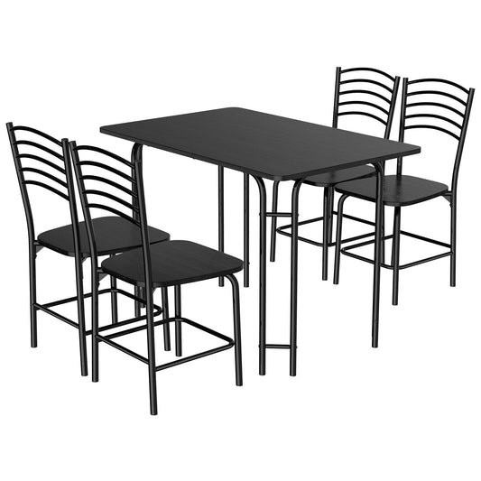 5 Piece Wood Rectangular Dining Table Set, Black Dining Room Sets Black at Gallery Canada