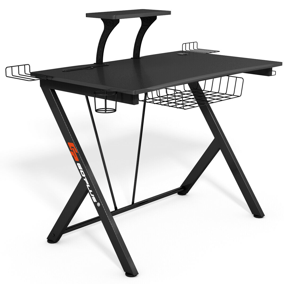 Multifunctional Gaming Desk With Headset Hook, Cup Holder, Black Gaming Desks Black at Gallery Canada
