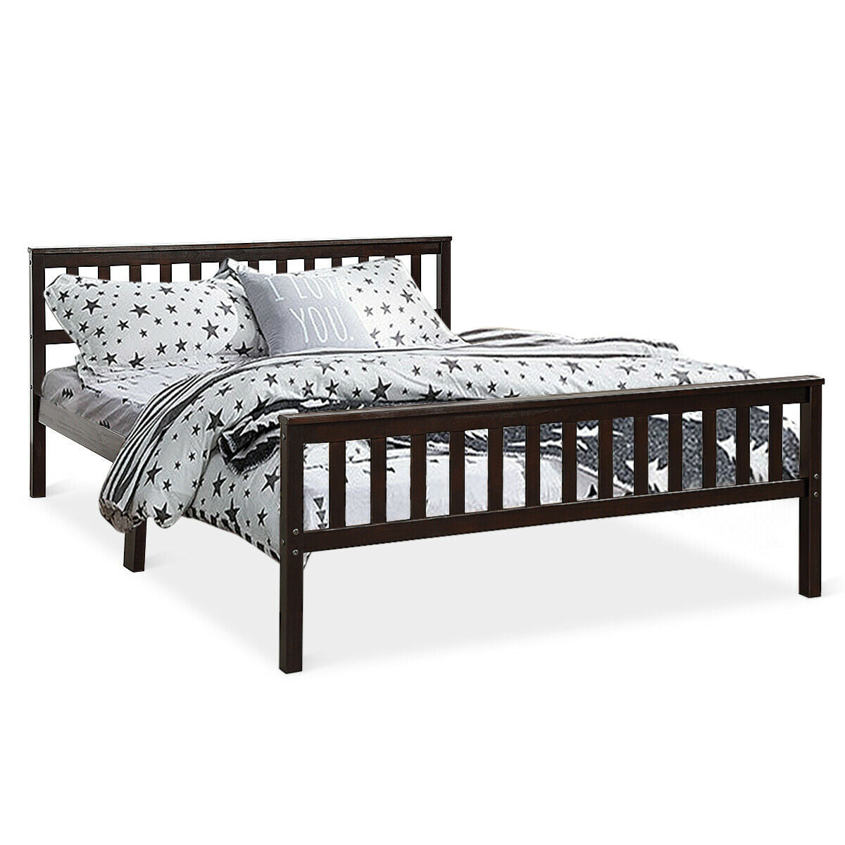 Wood Bed Frame With Headboard And Footboard, Black Simple Bed Frame at Gallery Canada