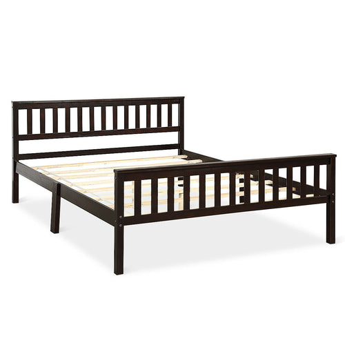 Wood Bed Frame Support Platform with Headboard and Footboard, Black