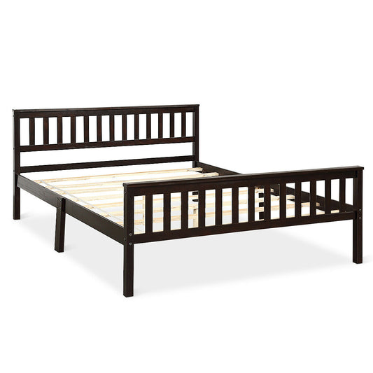 Wood Bed Frame With Headboard And Footboard, Black