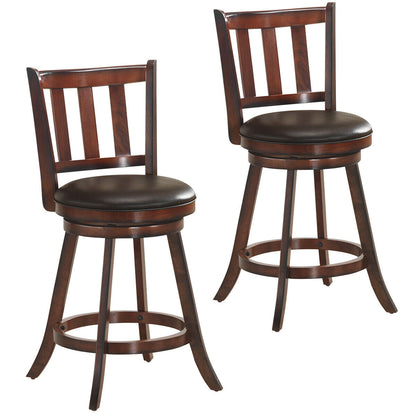 Wood Swivel Counter Height Bar Stools, Set of 2, 25 Inch, Brown Bar Stools Brown at Gallery Canada