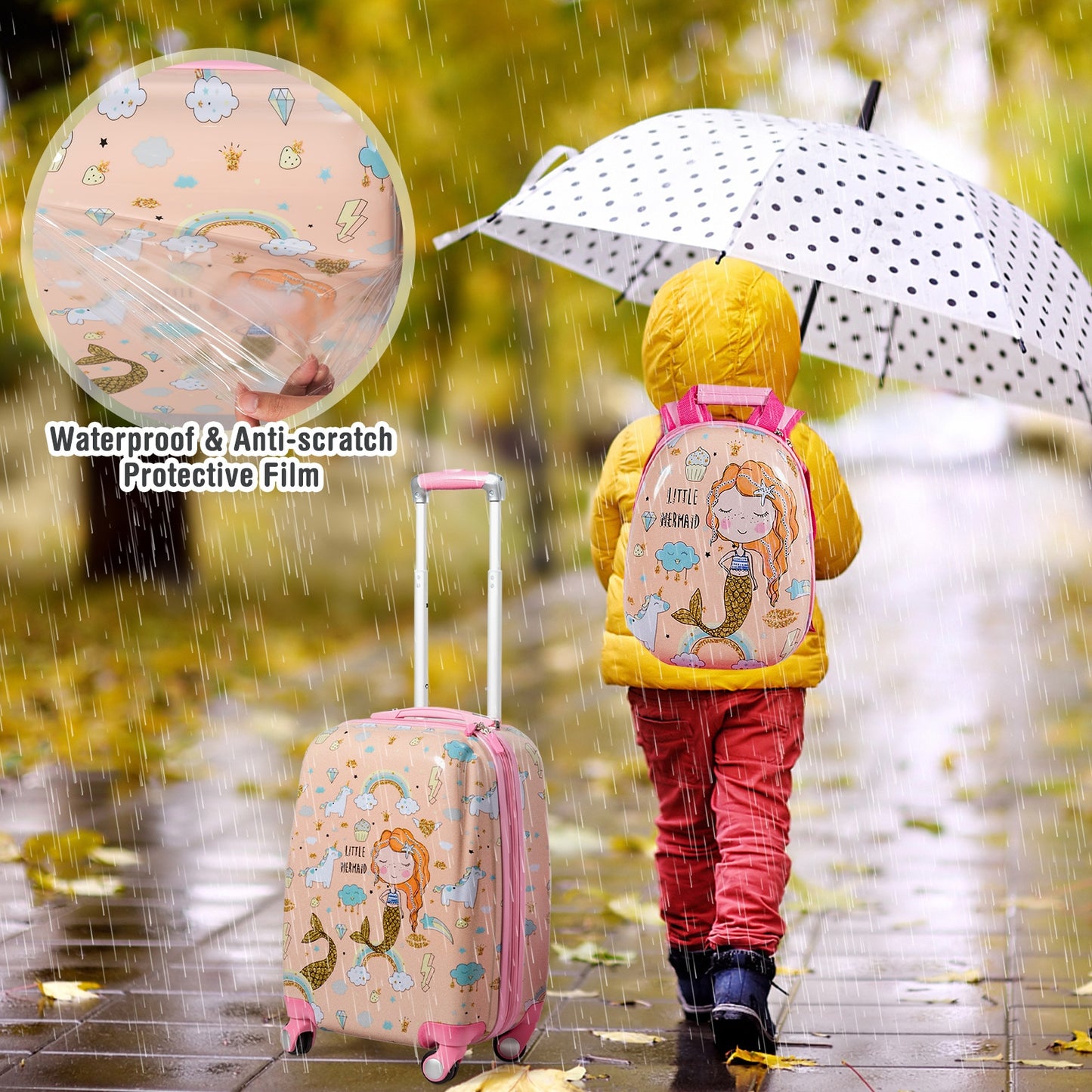 2 Pieces Kids Luggage Set Rolling Suitcase and Backpack, Pink Kids Luggage at Gallery Canada