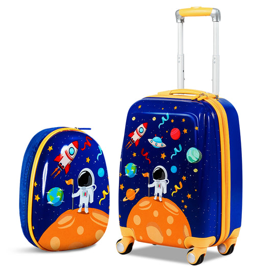 2 PC Kids Luggage Set Rolling Suitcase & Backpack, Navy Kids Luggage Navy at Gallery Canada