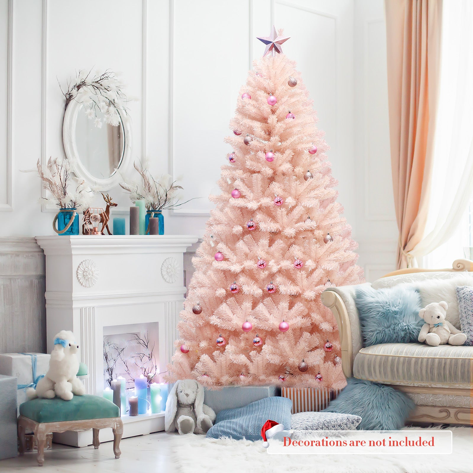 6/7 Feet Artificial Christmas Tree, Hinged Full Fir, 7 ft, Pink Christmas Tree at Gallery Canada