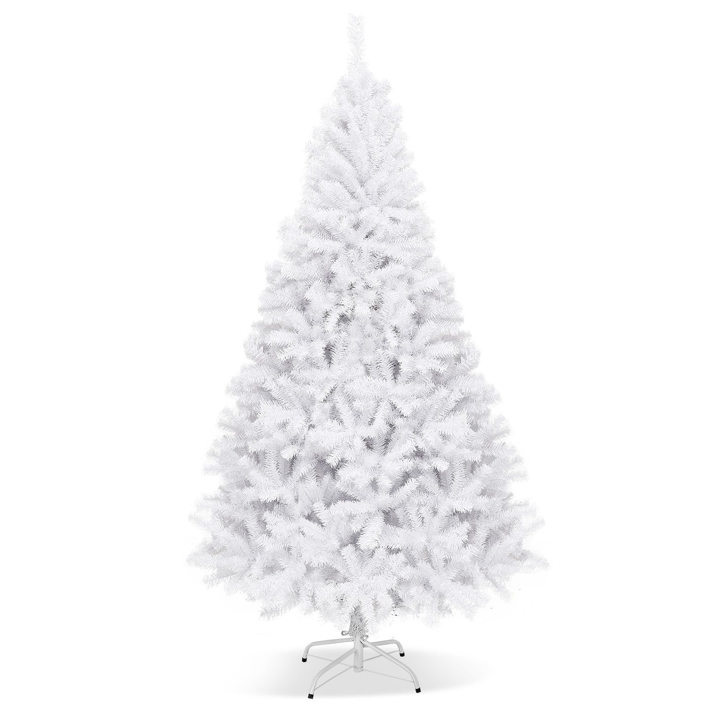 6 Feet / 7.5 Feet / 9 Feet Hinged Artificial Christmas Tree with Metal Stand-7.5 Feet, White Christmas Tree 7.5 ft at Gallery Canada