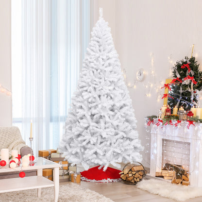 6 Feet / 7.5 Feet / 9 Feet Hinged Artificial Christmas Tree with Metal Stand-9 Feet, White Christmas Tree at Gallery Canada