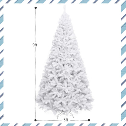 6 Feet / 7.5 Feet / 9 Feet Hinged Artificial Christmas Tree with Metal Stand-9 Feet, White Christmas Tree at Gallery Canada