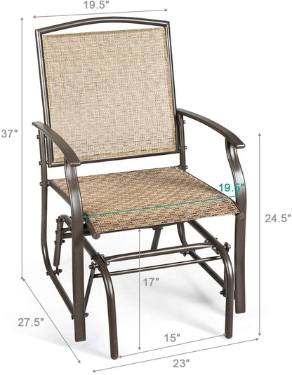 2 Pieces Patio Swing Single Glider Chair Rocking Seating, Natural Patio Rocking Chairs & Gliders at Gallery Canada