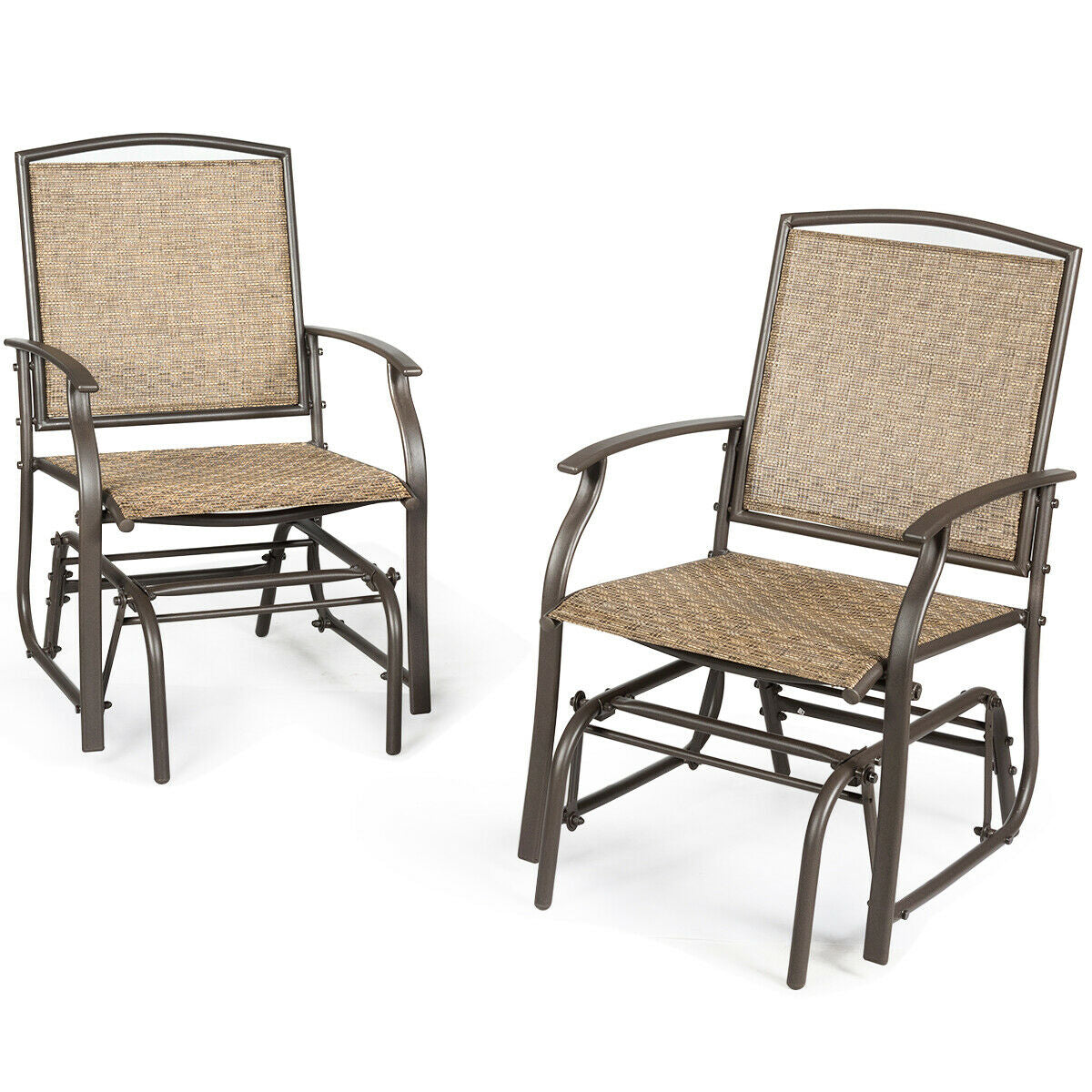 2 Pieces Patio Swing Single Glider Chair Rocking Seating, Natural Patio Rocking Chairs & Gliders at Gallery Canada