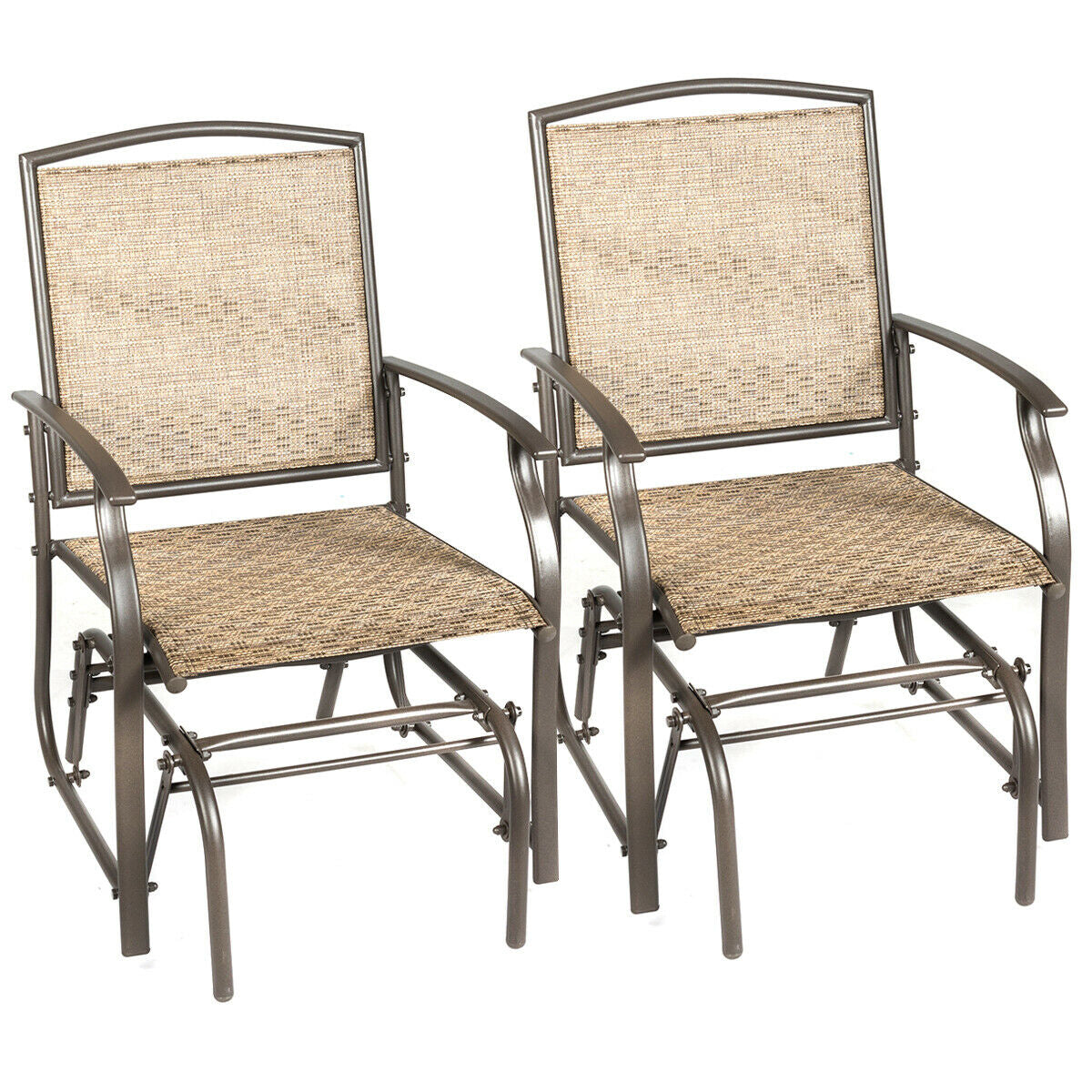 2 Pieces Patio Swing Single Glider Chair Rocking Seating, Natural Patio Rocking Chairs & Gliders Natural at Gallery Canada