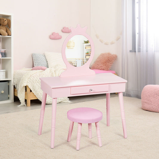 Kids Vanity Makeup Table and Chair Set Make Up Stool, Pink Kids Vanities Pink at Gallery Canada