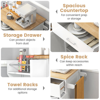 Utility Rolling Storage Cabinet Kitchen Island Cart with Spice Rack, White Kitchen Islands & Carts at Gallery Canada