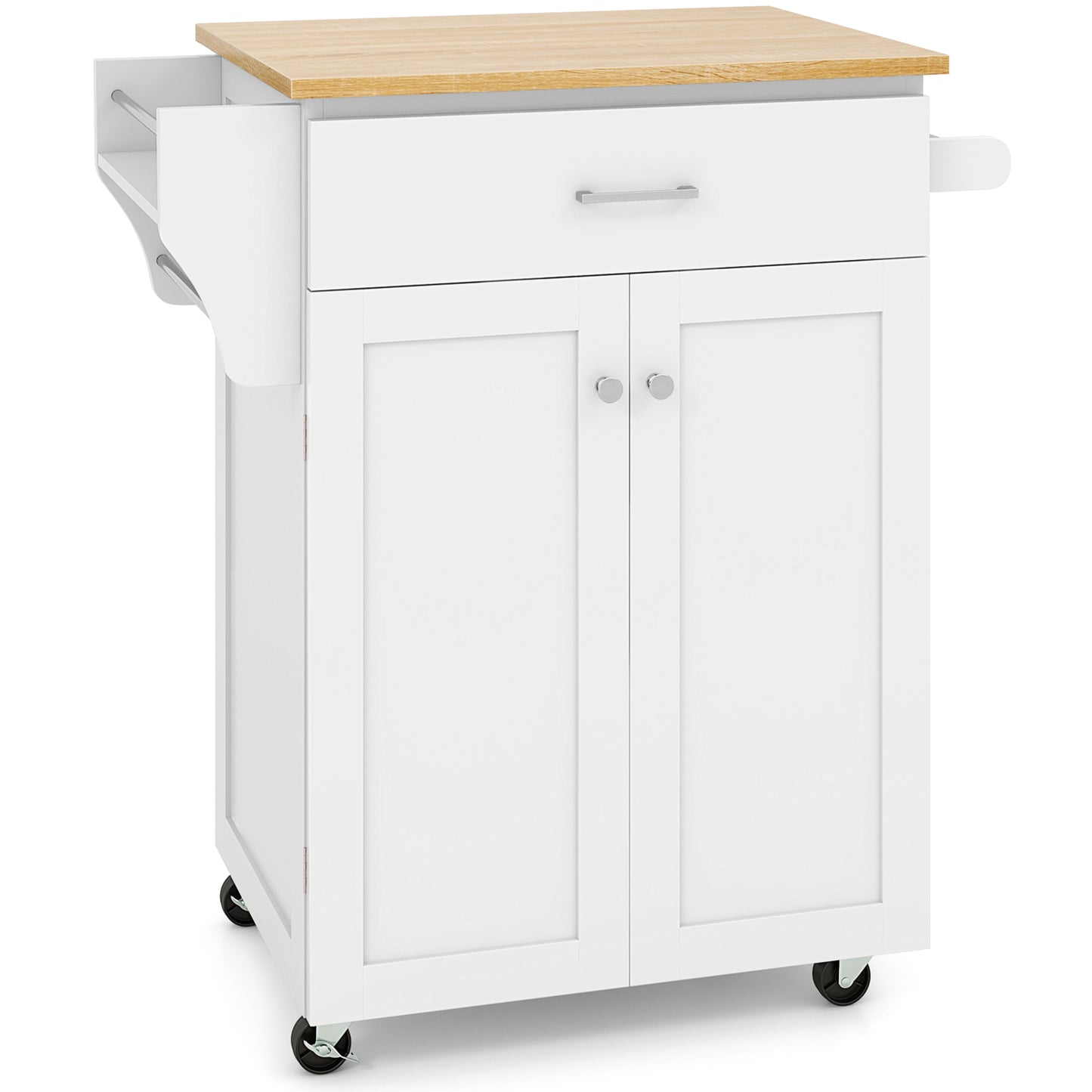 Utility Rolling Storage Cabinet Kitchen Island Cart with Spice Rack, White Kitchen Islands & Carts at Gallery Canada