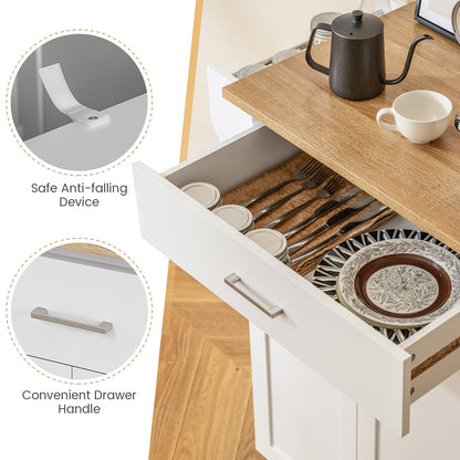 Utility Rolling Storage Cabinet Kitchen Island Cart with Spice Rack, White Kitchen Islands & Carts at Gallery Canada