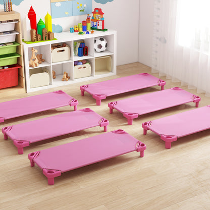 Kids Stackable Daycare Cot Pack of 6 with Detachable Oxford Cloth, Pink Toddler Beds at Gallery Canada
