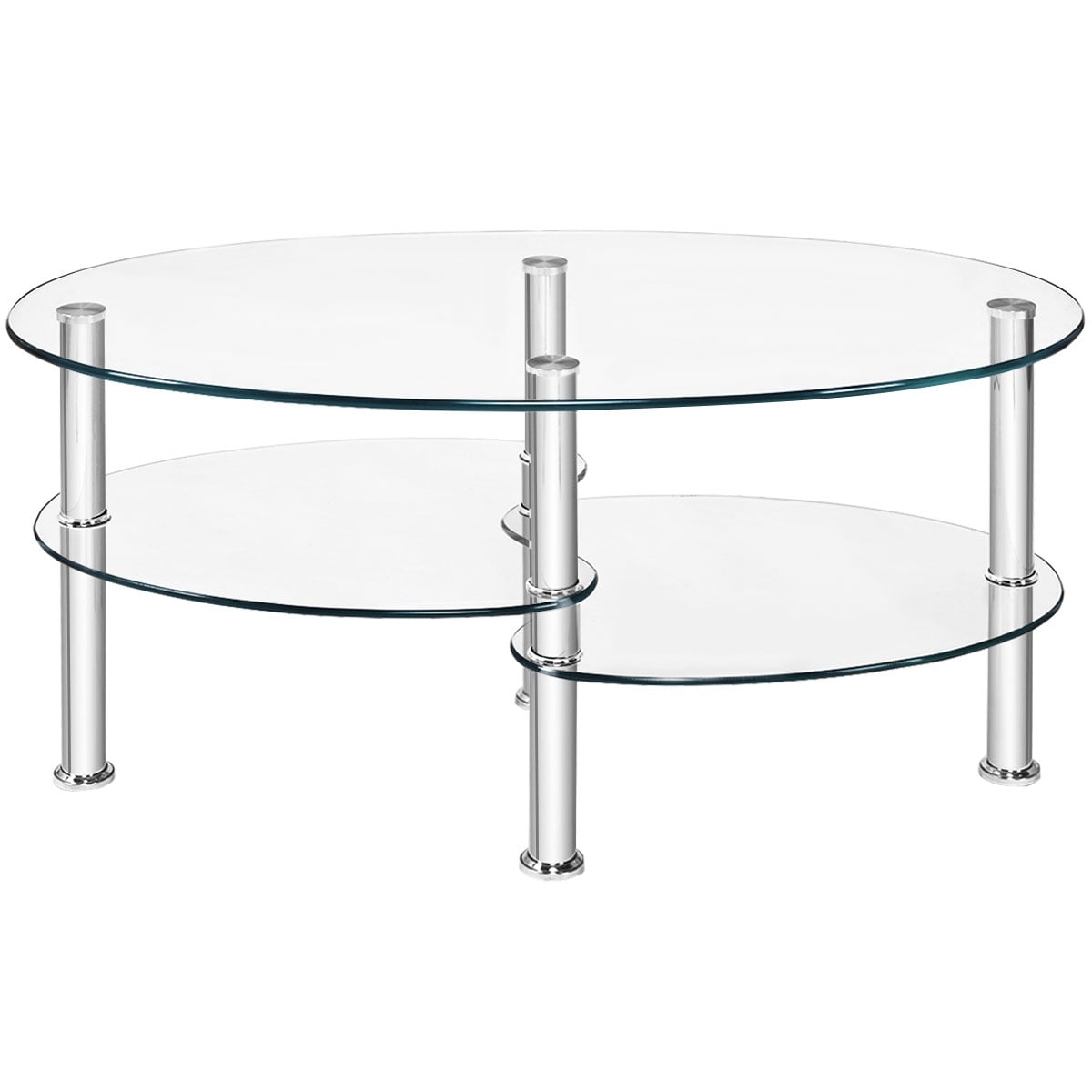 Tempered Glass Oval Side Coffee Table, Transparent Coffee Tables at Gallery Canada
