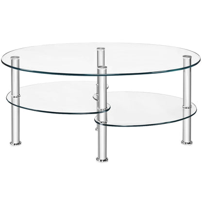Tempered Glass Oval Side Coffee Table, Transparent Coffee Tables Transparent at Gallery Canada