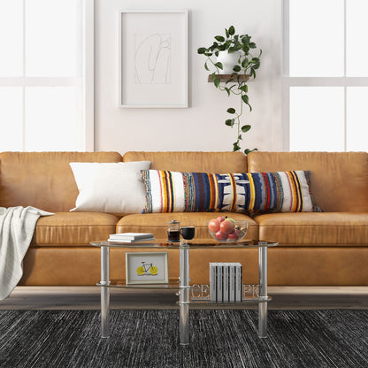 Tempered Glass Oval Side Coffee Table, Transparent Coffee Tables at Gallery Canada