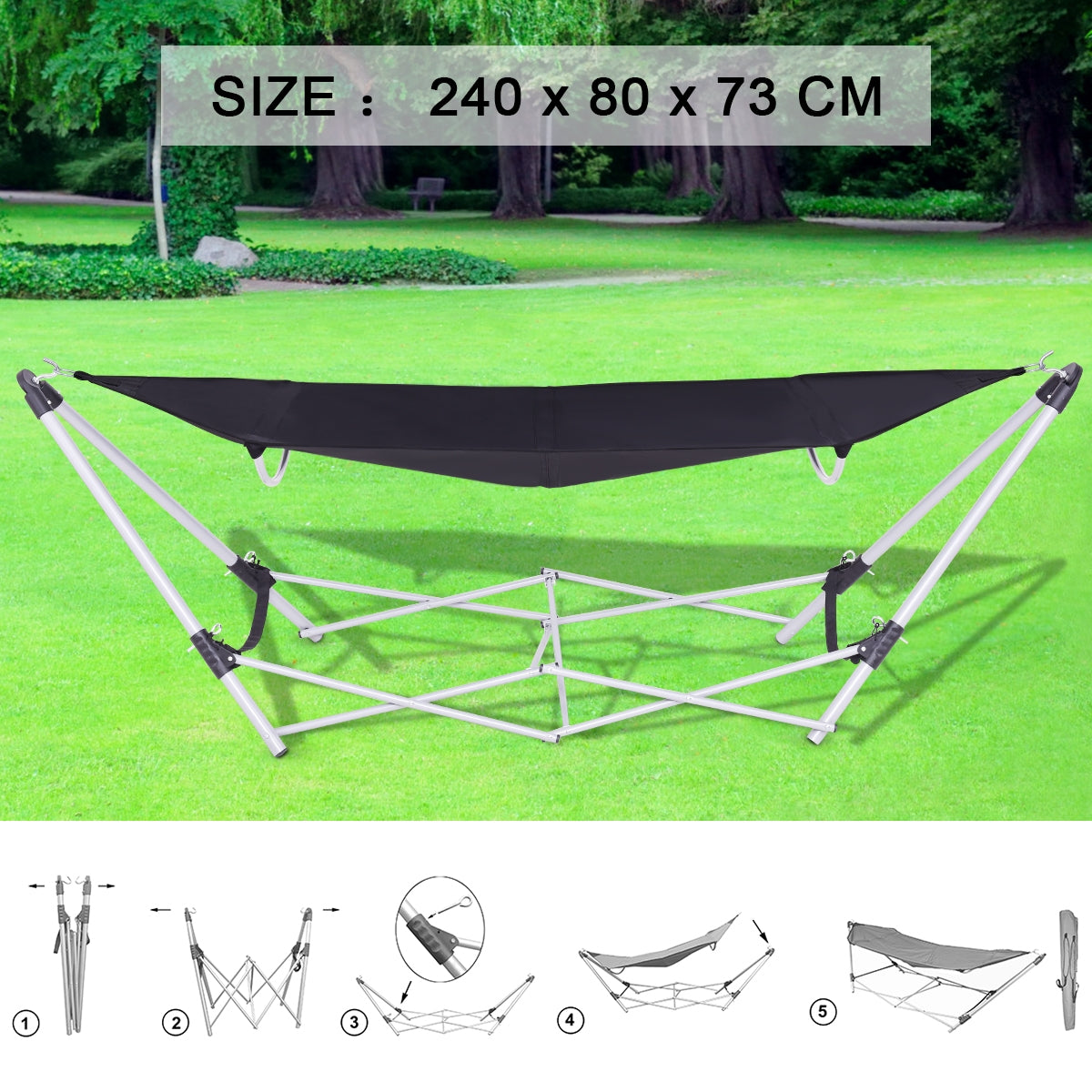 Portable Folding Steel Frame Hammock with Bag, Black Hammocks at Gallery Canada