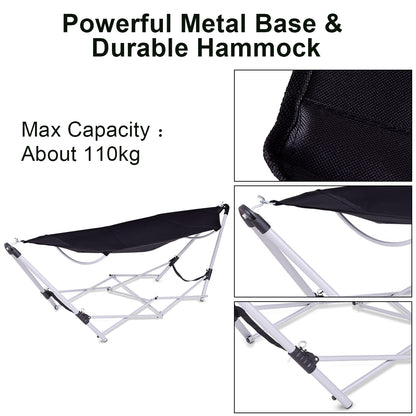Portable Folding Steel Frame Hammock with Bag, Black Hammocks at Gallery Canada