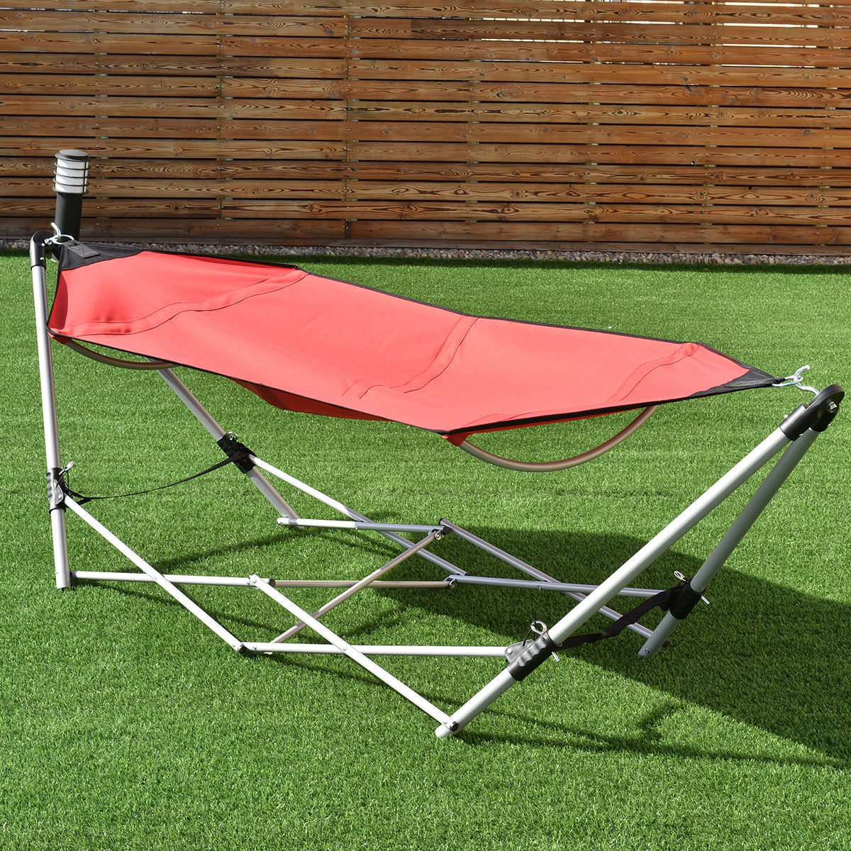 Portable Folding Steel Frame Hammock with Bag, Red Hammocks at Gallery Canada
