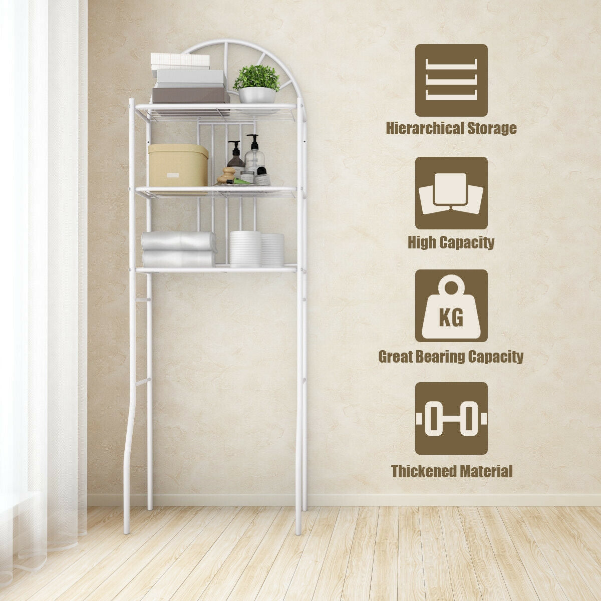 3-Tier Over-The-Toilet Bathroom Storage Rack, White Bathroom Etagere at Gallery Canada