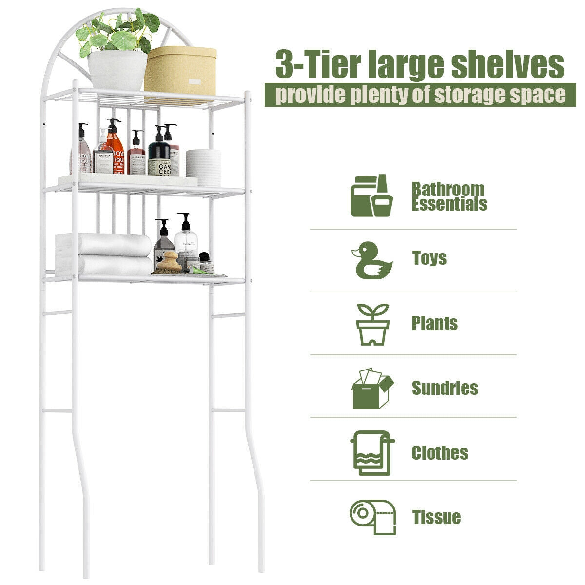 3-Tier Over-The-Toilet Bathroom Storage Rack, White Bathroom Etagere at Gallery Canada