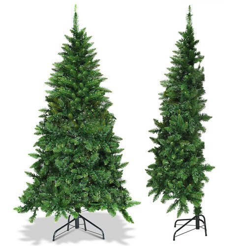 Pre-Lit Artificial Half National Christmas Tree with 8 Flash Modes-5 ft, Green
