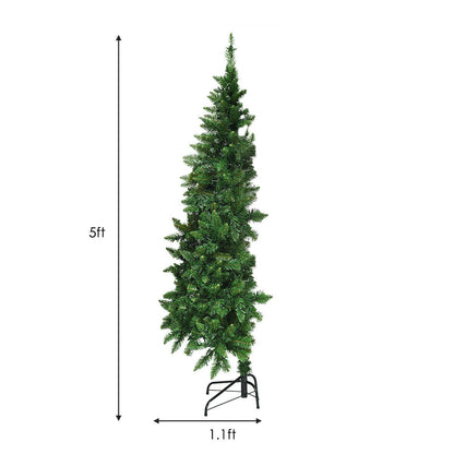 Pre-Lit Artificial Half National Christmas Tree with 8 Flash Modes-5 ft, Green Christmas Tree at Gallery Canada