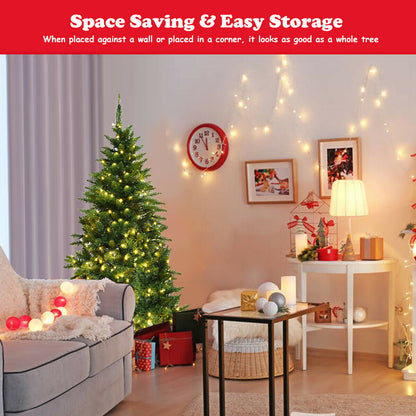 Pre-Lit Artificial Half National Christmas Tree with 8 Flash Modes-5 ft, Green Christmas Tree at Gallery Canada