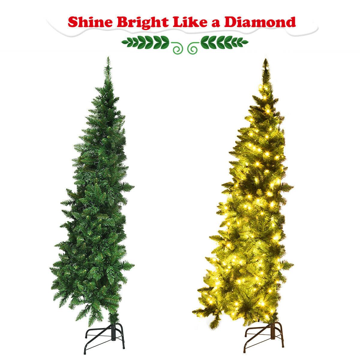 Pre-Lit Artificial Half National Christmas Tree with 8 Flash Modes-5 ft, Green Christmas Tree at Gallery Canada