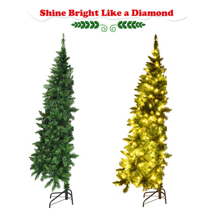Pre-Lit Artificial Half National Christmas Tree with 8 Flash Modes-5 ft, Green Christmas Tree at Gallery Canada