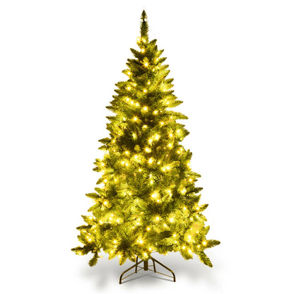 Pre-Lit Artificial Half National Christmas Tree with 8 Flash Modes-5 ft, Green Christmas Tree at Gallery Canada