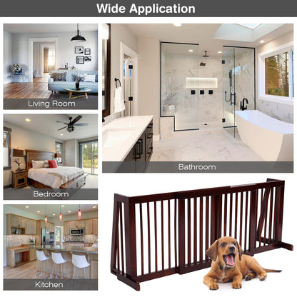 Folding Adjustable 3 Panel Wood Fence, Brown Pet Gate at Gallery Canada
