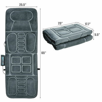 Foldable Massage Mat with Heat and 10 Vibration Motors, Gray Back Massager at Gallery Canada