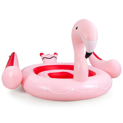 Île flottante gonflable flamant rose pour 6 personnes avec 6 porte-gobelets pour piscine et rivière, rose