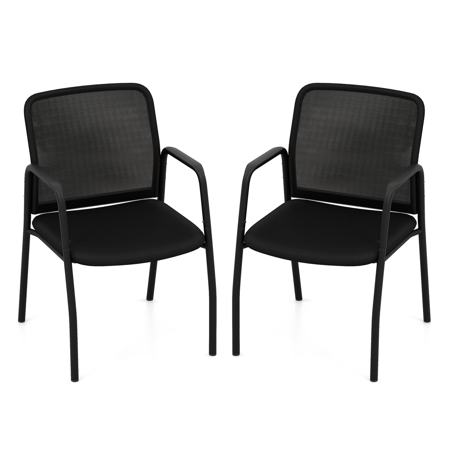 Waiting Room Chair Set of 2 Office Guest Chairs with Ergonomic Mesh Backrest, Black Conference Chairs at Gallery Canada