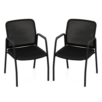Waiting Room Chair Set of 2 Office Guest Chairs with Ergonomic Mesh Backrest, Black Conference Chairs at Gallery Canada