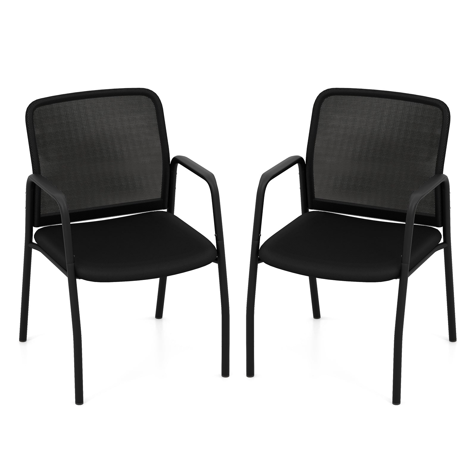 Office Guest Chairs, Set of 2, Ergonomic Mesh Backrest, Black Conference Chairs at Gallery Canada