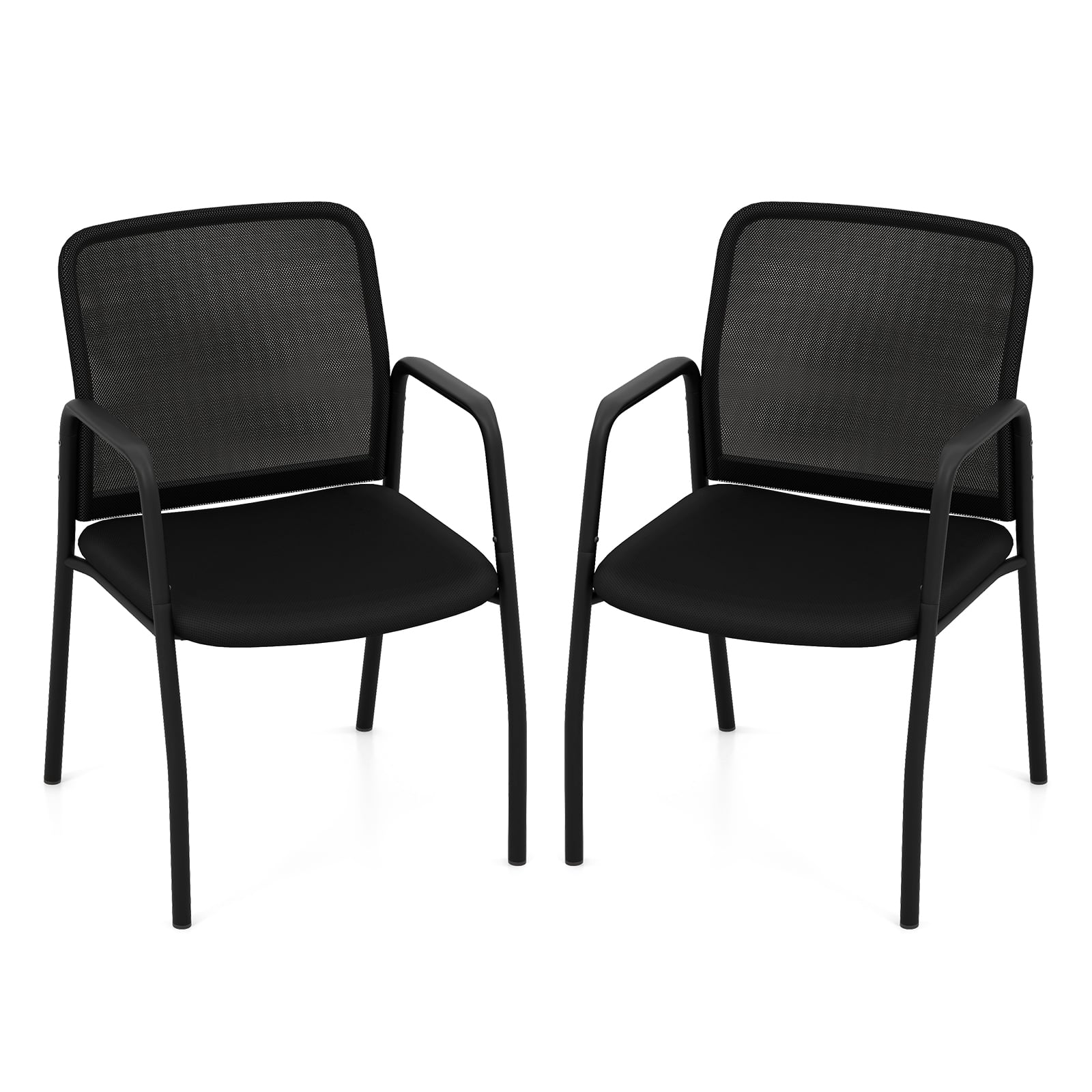 Office Guest Chairs, Set of 2, Ergonomic Mesh Backrest, Black Conference Chairs at Gallery Canada