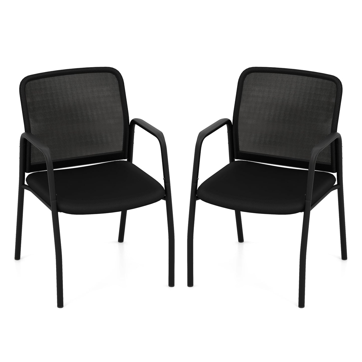 Office Guest Chairs, Set of 2, Ergonomic Mesh Backrest, Black Conference Chairs at Gallery Canada