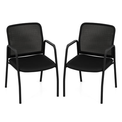 Office Guest Chairs, Set of 2, Ergonomic Mesh Backrest, Black Conference Chairs at Gallery Canada
