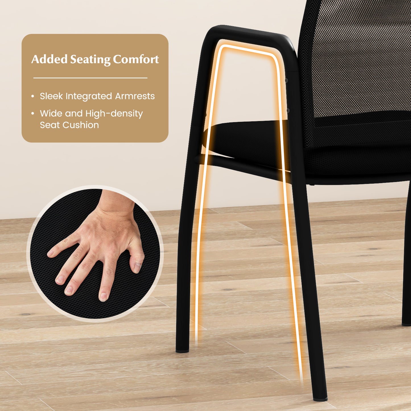 Waiting Room Chair Set of 2 Office Guest Chairs with Ergonomic Mesh Backrest, Black Conference Chairs at Gallery Canada