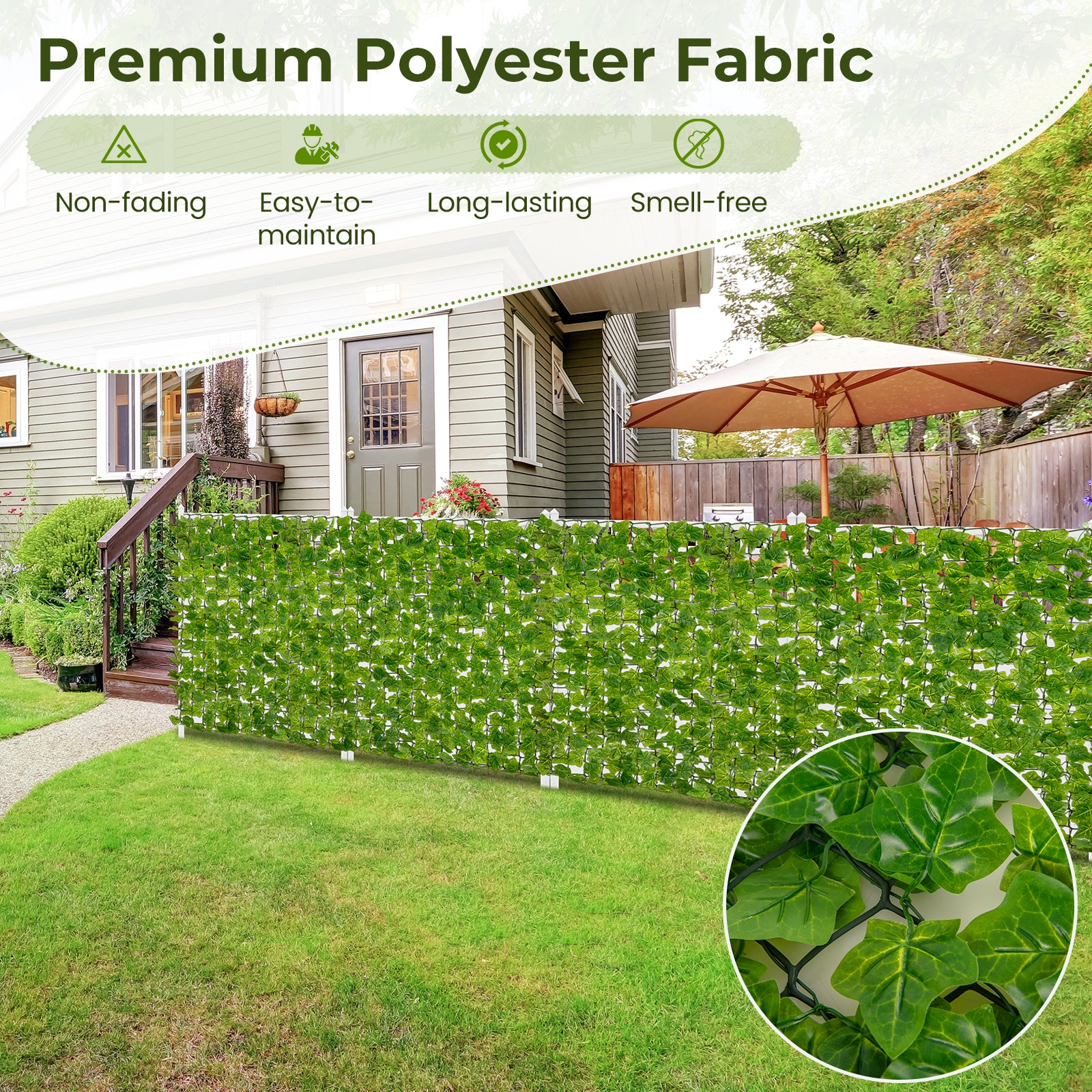 120 x 40 Inch Artificial Ivy Privacy Fence Faux Ivy Vines Covering, Light Green Decorative Fencing & Flooring at Gallery Canada