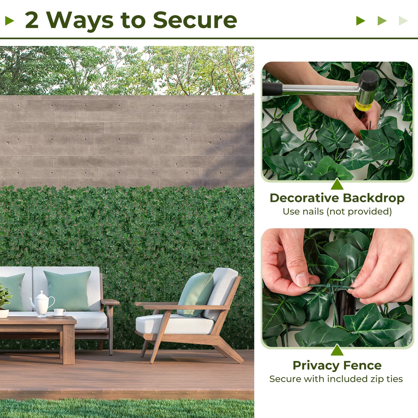 120 x 40 Inch Artificial Ivy Privacy Fence, Green Faux Plants at Gallery Canada