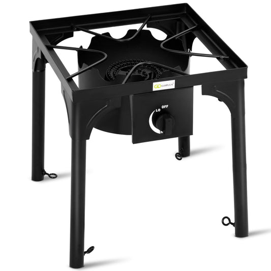 100 000-BTU Portable Propane Outdoor Camp Stove with Adjustable Legs, Black